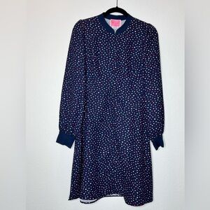 Kate Spade Navy Blue Lips Crepe Swing Dress